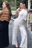 My wife wore this outfit to a work holiday party that had a black and white theme. She loved that she stood out and made quite an entrance. It was very comfortable and flattering on her. - Jasmine S.