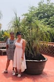 Wore this beauty on my trip to Mexico. The material is light and flowing. 
True to size.
I wore a medium, I'm 5'4", 130lbs, 34D. Happy with my choice and you'll be happy too! - Amor A.