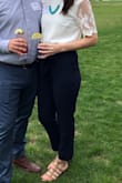 Such a fun pant with the perfect belt detail! Very high waisted but a flattering fit perfect to dress up or down. Highly recommend! - Molly F.
