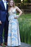 Loved this dress, it was so pretty! I wore it for prom and I had to hem it because it was very long but that's because I'm short (5'1") but fits well and I had room in the top part of the dress for sure. Would have gotten the XS if it wasn't a little too tight around my rib cage (I have a short midsection as well!!) overall was very comfortable! I have around a 26.5 in waist and 30/31 in hips. - Tina S.