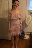 Wearing for my bridal shower. Very much true to size. It's my fiance's new "favorite dress." - Christina T.