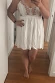 The top part is relatively see through (you can see the seam in my pictures below and it is much worse in person). On top of that, the dress was nothing like what I expected. It is a super super casual cotton-y dress (something one would use as like a cover-up at the beach/pool). The material is super soft, but not at all flattering. Wearing this, I felt like I was trying on a maternity dress - returned. - Meagan L.