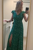 I have been looking for a dress to wear to a summer wedding that would be cute, but also modest enough that I don't have to worry about pulling things down, up, etc all the time especially when dancing. This dress hit the bill perfectly. It's the comfort of a wrap dress but with more of a structure that I really like. at 5'10 it's long enough, although I am not sure I will be able to wear any decent size heel with it. All in all quite happy with it and can't wait to wear it this summer! - Brittany R.