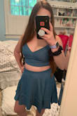 I've been looking at this two pics for quite sometime. I decided to buy it about a week ago for a vacation coming up. I love it! It is very flattering to my body type. Another bonus to the set is that there are pockets! It came pretty fast and I don't regret buying it! - Dylan C.