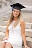 I really liked this dress for my college graduation. The dress fit me perfectly - I got a size small. However it was a little short (as you can kind of see in the second photo). So, be cautious of that! - Haley G.