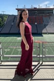 Looked great. I sized up from what I would normally wear, and it fit perfectly. The only negative is that it's very very long, even with tall heels. - Alexis C.