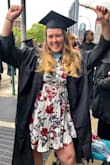 I bought this for my masters graduation. It was a bit tight in certain areas (chest and arms) but I made it work. I would recommend ordering a size bigger in order to prevent having it too tight in those areas. - Alice D.