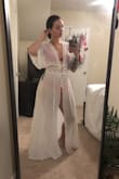 Bought this for my honeymoon and it's absolutely perfect! My waist is 30in and the M just barely ties together. I've never included a photo review but this is gorgeous, even on those of us who aren't models. - Jessica S.