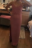 Would have loved this if the material wasn't so thin and clingy. The waistline caught me right at my mommy-of-four pudge. I would have helped if this dress was lined or was thicker material. Returned. - Lisa D.