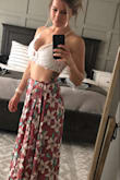 I bought this in the nude color and then my husband went and surprised me with the white. I love both! I've wanted one for a long while but didn't want to spend $38 on a bralette but I LOVE both! 

I'm a 32DD (implant) and the small fits great. 

The skirt is also from Lulus and  is amazing! I can't review it since my husband bought it without signing in. - Sharri R.