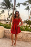 Absolutely perfect. I felt gorgeous in this dress. I don't usually go for louder colors but we were vacationing and I thought, why not? Well, I stood out from everyone there. A walking vision in red. - Jessica M.