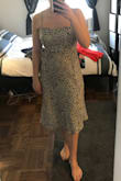 I've ordered M in other dresses at Lulus and found this to be consistent. There's a side zipper and no stretch to the fabric but it's a nice A shape and flowy at the bottom. I do find it a little long and I think I'm tall, thinking about hemming it. Recommend ordering this for sure! - Nicole H.