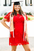 I loved this dress so much. I ordered it as a graduation dress, and it was perfect. I am planning on ordering it in blue as well!! Definitely good for any tall girls that want the dress to fit at a classy length. - Ashley G.