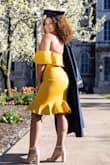 Wore this dress for my graduation and it was perfect. Originally ordered a large but exchanged it for a medium because it was too big. The medium fit perfectly. The material is nice and thick and the dress just compliments the body. You should definitely get it. - Gaby D.