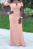 Love the fit, it has stretch and the length was exactly what I wanted. For a tall girl with long legs it was perfect! I would caution those shorter to wear either really high heels so it doesn't trail the ground or get it hemmed a bit if you really love the dress. Other than that, a total win! - Grace-Ann E.