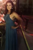 The color is exactly like the picture. Everyone complimented me on the dress, I would recommend hemming it if you are short as it dragged on the ground even with heels. - Carole D.