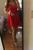 I am SO glad I ordered this red dress for my graduation. I am usually a medium in most things, but ordered a small after reading the reviews. It fit perfectly! I have very small boobs but am bigger in the butt, so I was worried about it fitting right, but I had little to no problems. The top was just a pinch too big for me, but I am very small in the top so if you are not, you should not have a problem. The sleeves were not too tight, and overall it was very comfortable, flattering, and gorgeous! Would recommend for whatever formal event you need! - Maryam M.