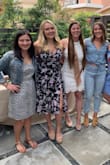 If you're between sizes like me (Medium or Large) definitely size up! I ordered a medium and a large. The medium felt so tight, and when I put on the large it fit perfectly! Flattering midi dress that is great for day or night! - Katherine K.