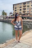 This romper is beautiful! I definitely recommend going up a size especially if you are tall or have more than a c cup. I went up a size and it fits beautifully! Didn't have to wear a bra because it was snug on the top. I wore this on vacation, it was perfect! Can't wait to wear it all summer long! - Alicia H.