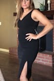What a classy, sexy dress!!! Love the slit!! I personally think every woman needs a dress like this! May have it hemmed since I'm petite & short. I recommend. - Amy F.