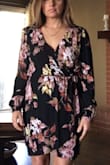 It's such a beautiful, feminine dress. This could be casual or formal!! The only problem with the dress is the v-neck. When you bend over and start moving around your chest becomes exposed, but that's an easy fix. I just used some black thread, stitched it up and it's perfect!! - Amy F.