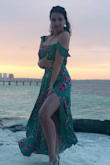 Really nice two piece, looks great, colors perfect for vacation. Just don't forget to iron the skirt before going out. :) - Alina F.