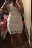 Material is so great. I fell in love with the dress! Fit a little tight but wouldn't complain. Dress is a little see-through so be prepared to wear something underneath. Overall the dress is phenomenal! Fiance fell in love with it too! - Janeth V.