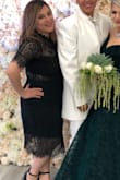 I wore this dress for my sister in-laws wedding. It was simple but yet so classy and elegant even for a small wedding. The lace is very well made and not cheap. I'm short but curvy. I loved the stretch it has. - ELIA F.