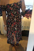 Love this dress. It's very flattering and the pattern is really fun. The only comment on it is the arm "sleeves" are a little tighter, but the dress itself fits perfectly. Great for a cute brunch outfit or summer vacation. Really excited to wear this! - Sara C.