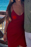 Wore this for a wedding rehearsal dinner in Mexico.  It was so comfortable.  No bra needed. I wore with flat nude slides (also bought on Lulus). It didn't ride up at all. I have a pretty curvy body and have to be picky especially around my chest with what I wear. This dress is the bestttttttt. - Chelsea C.