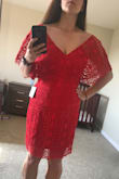 I absolutely loved this dress! I bought to wear to a wedding and then was told I couldn't wear red *sigh* Wish it was offered in black! Loved the sleeves and the neck line. Just enough sexy. - Sandra W.