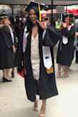 I'm in love with this dress! I bought it for my graduation! I should have worn it for my grad photos but I only wore it on my graduation day! It's a beautiful dress. Great material. It was a little big right under both arm area so I had it taken in a little. - Patra C.