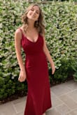 This dress was so comfortable and flattering! I was comfortable all night but felt beautiful in this dress. A strapless bra is all you need and it covers well in the front. The straps are adjustable. I loved the color too! - Sheri R.