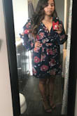 Fit is good. I was comfortable in it. Sleeves are so long but I also have short arms. Cleavage part was a problem for me, I had to constantly check it because it is deep and I have a small chest. Also, I got hot quickly in this dress. Overall, I love it. It would complement all body shapes. - Leslie G.