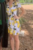 This dress is cute, but it came SUPER wrinkled, and even once I got it steamed out it wrinkled super easily so I had to be careful all day. Bending over to put my shoes on, sitting, wearing a seatbelt, getting a hug all made creases, and it creased up under the arms as well. It's also a true wrap dress so be careful of the wind, it blew open and the world saw a lot of leg. So not ideal for outdoor activities or wearing for a long time. - Olivia A.