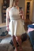 I love this dress & plan to wear for my bridal shower/stagette! Surprised by how short it still was on my 5'3 frame but it isn't TOO short. Shows my waist which is needed with my athletic build. - Megan F.