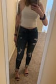 This is one of my first crop tops, so I didn't want anything too short. I normally wear a small in most shirts but wanted to get a medium for a longer fit. It fits great! The fabric has a nice thickness, but in certain lights you can kind of see the nude colored bra. I'm not sure what I'm gonna do about that. I'm definitely keeping it! - Caitlin B.