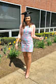 The blue and pink blush together blended well with my skin tone and the sun. I was really iffy about it initially. I hadn't purchased nothing for my graduation, it was close and I took a risk ordering it online without trying it and having very little or no time to exchange. I was impressed with the quality of dress, seemed tough and nothing like low quality Georgette ones. The dress does run a tad bit bigger on size and I had ordered XS. I would say I was comfortable in it. PS. Thanks Lulus for this dress and saving me on my most important day! - Jeevika T.
