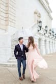 This is the perfect dress! It is SO comfortable, flattering yet classy, and overall gorgeous. I wore it for my engagement pictures and the flowy bottom was so fun to have photographed. The material is very durable and looks very elegant. The bottom portion has 3 layers of fabric to it, which gives it dynamic, but still does not make it too hot. Also, the slit is very tasteful! I am hoping the navy color gets restocked soon to use for bridesmaid dresses. - Kristen L.