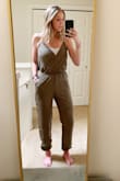 Such a great casual romper. Hard to find a romper that's long enough for me and this one was! I did change the straps as I hate having to rely on a tie to keep something up, so I crossed the straps and sewed them to the back so now I have full straps that make a cross in the back and I am much happier with that. All in all very happy with this one! - Brittany R.