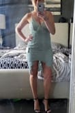 This dress!!!! Omg it's amazing! Fits incredible. Not low cut in the breast because of the adjustable straps but has a high cut out in the front so you still feel sexy. - Sonja V.
