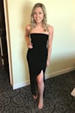 Okay, this dress is so flattering! It makes a statement while being very simple. I felt so comfortable all night! 
The only reason I gave it 4 stars and not 5 is due to the zipper and clasp, the zipper would get stuck where the seam in the back was and the clasp had lose threads.
I let the Lulus team know about this and they were very responsive and gave me excellent support. 

ALSO paired this with Lulus âPhedra Natural Studded Ankle Strap Heels... LOVED THESE! - Savannah M.