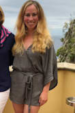 I love this romper. I wore it on vacation and it was great!! Easy to keep the wrinkles out too with just a bit of steaming. - Cait H.