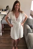 This dress was comically huge on my chest area. I tried tying it in all different ways but I think it just needs less fabric on top. I wish it fit me. So cute! - Alisha J.
