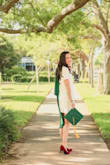 Not see through if you wear the right under-garments which is still hard to find. Wore for grad pics- love it! - Mikaela W.