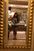 Runs a little small up top. Smushed my chest quite a bit. If larger in that area size up. Otherwise I loved it. Wore it to Vegas. Shoes I also bought here and they are super comfy I walked in them all day and my feet did not hurt at all. - Brenda Y.