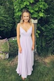 I originally ordered a S in blush but being as pale as I am I ended up returning it and getting an XS in lavender because the blush blended into my skin. I have a fairly small bust area so the small was large in the bust area and a bit at the waist so the XS fit amazing once the straps were tightened. The color was so beautiful and just the right length with shorter heels. - Audrey S.