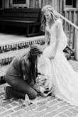 Love these heels as they are so beautiful and elegant, add the perfect touch to any outfit! Wore these to my bridal luncheon and on my wedding day! Only down side is having to make sure the wraps are tied fairly well to fit ankles and lower leg so the heel doesn't flop around too much and feel loose. - Katie F.