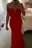 The color is beautiful, the fit and style is great. I have a small bust so there is extra room in that area and so when I adjust my posture by bringing my shoulders back, the back of the dress kinda folds out and over since I don't have a large chest to fill up that space. Otherwise though, it's great. - Amanda F.