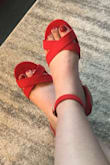 The red really pops and they are very comfortable! Great height and look awesome. - Elizabeth D.